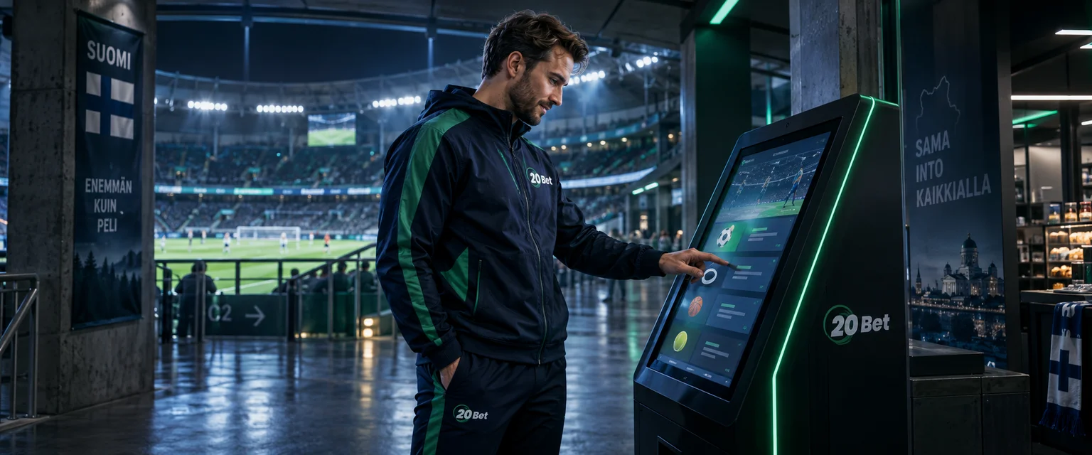 Adult man in 20Bet sportswear — Getting Your First Bet Down